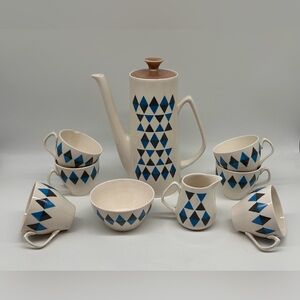 Vintage Empire Porcelain Co. "Checkmate" Coffee Set, Staffordshire England